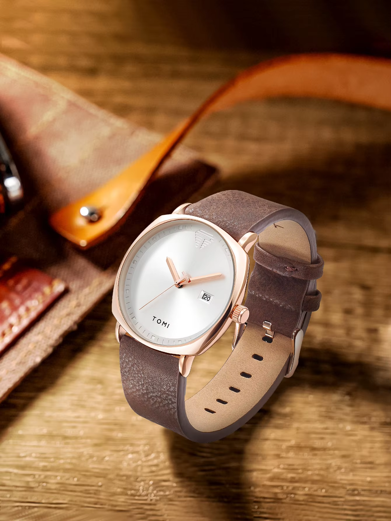 Timeless Elite: The Minimalist Leather Sports & Calendar Watch