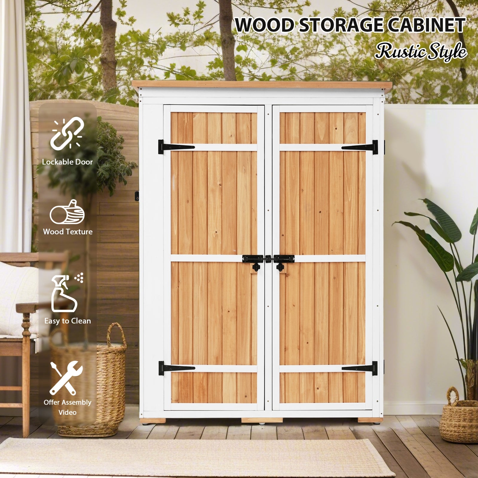 Wood Storage Shed for Garden Tool Cabinet