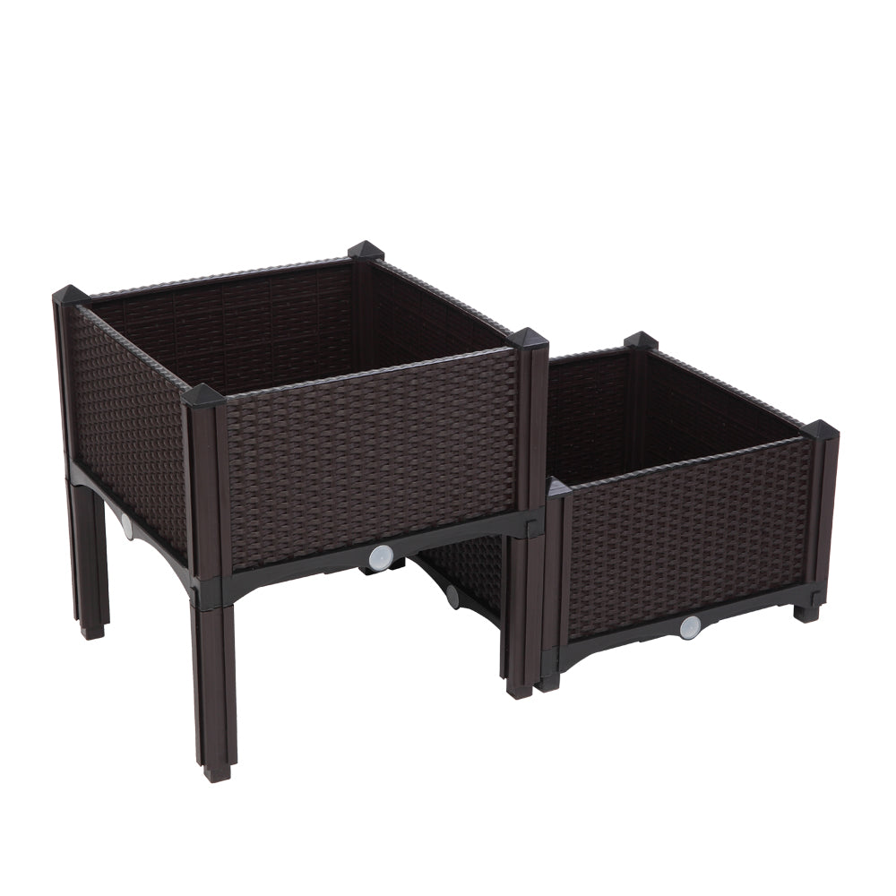 2PCS Brown Free Splicing Injection Molded Planter Box