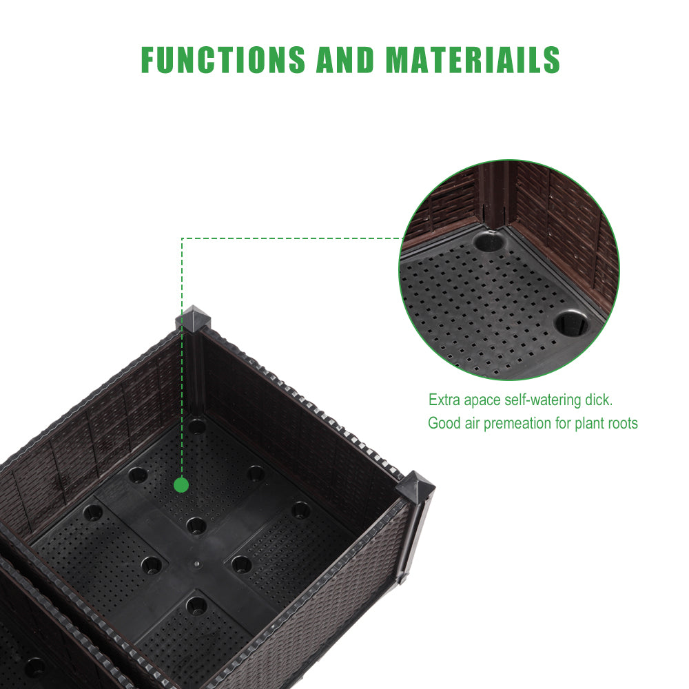 2PCS Brown Free Splicing Injection Molded Planter Box