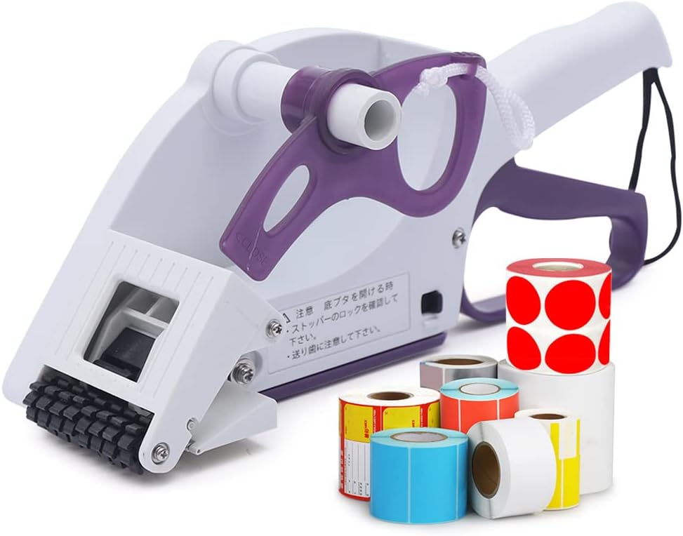 Label roller machine for efficient bag labeling and packaging.