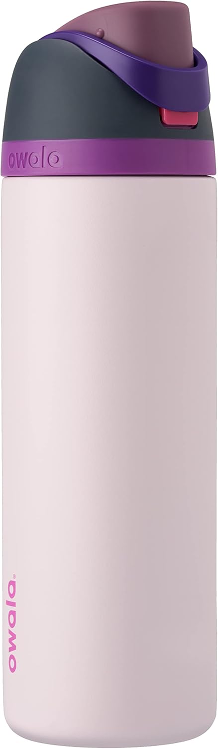 Insulated stainless steel water bottle with straw