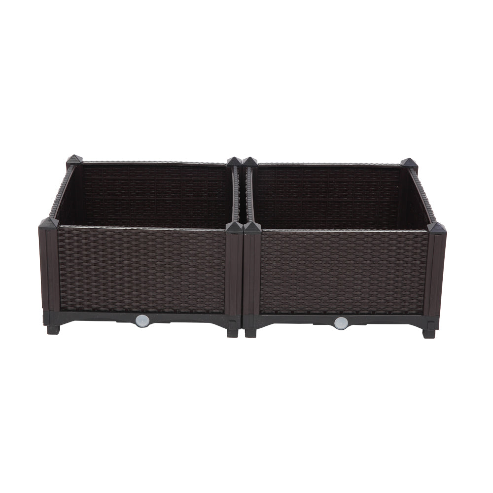 2PCS Brown Free Splicing Injection Molded Planter Box