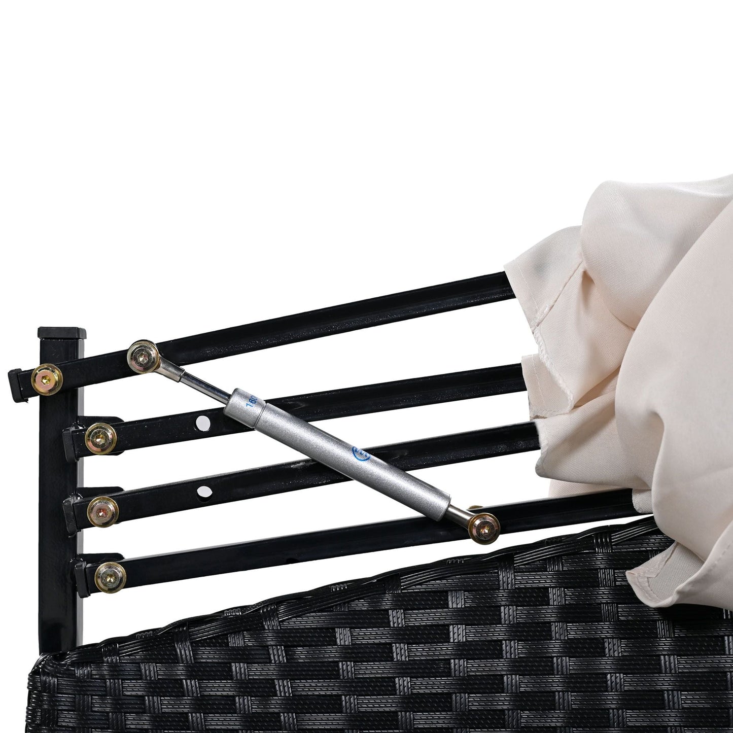 GO Outdoor rattan daybed sunbed with Retractable Canopy Wicker Furniture, Round Outdoor Sectional Sofa Set, black Wicker Furniture Clamshell Seating with Washable Cushions, Backyard, Porch, Beige