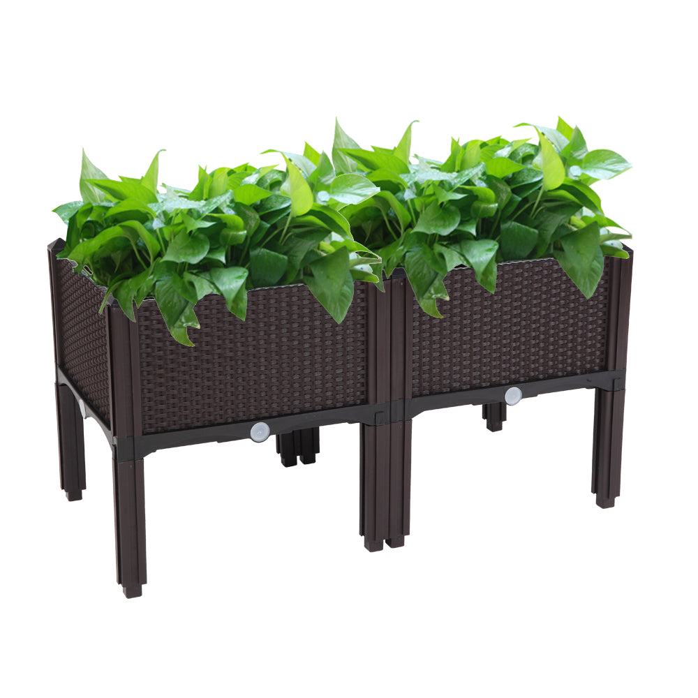 2PCS Brown Free Splicing Injection Molded Planter Box
