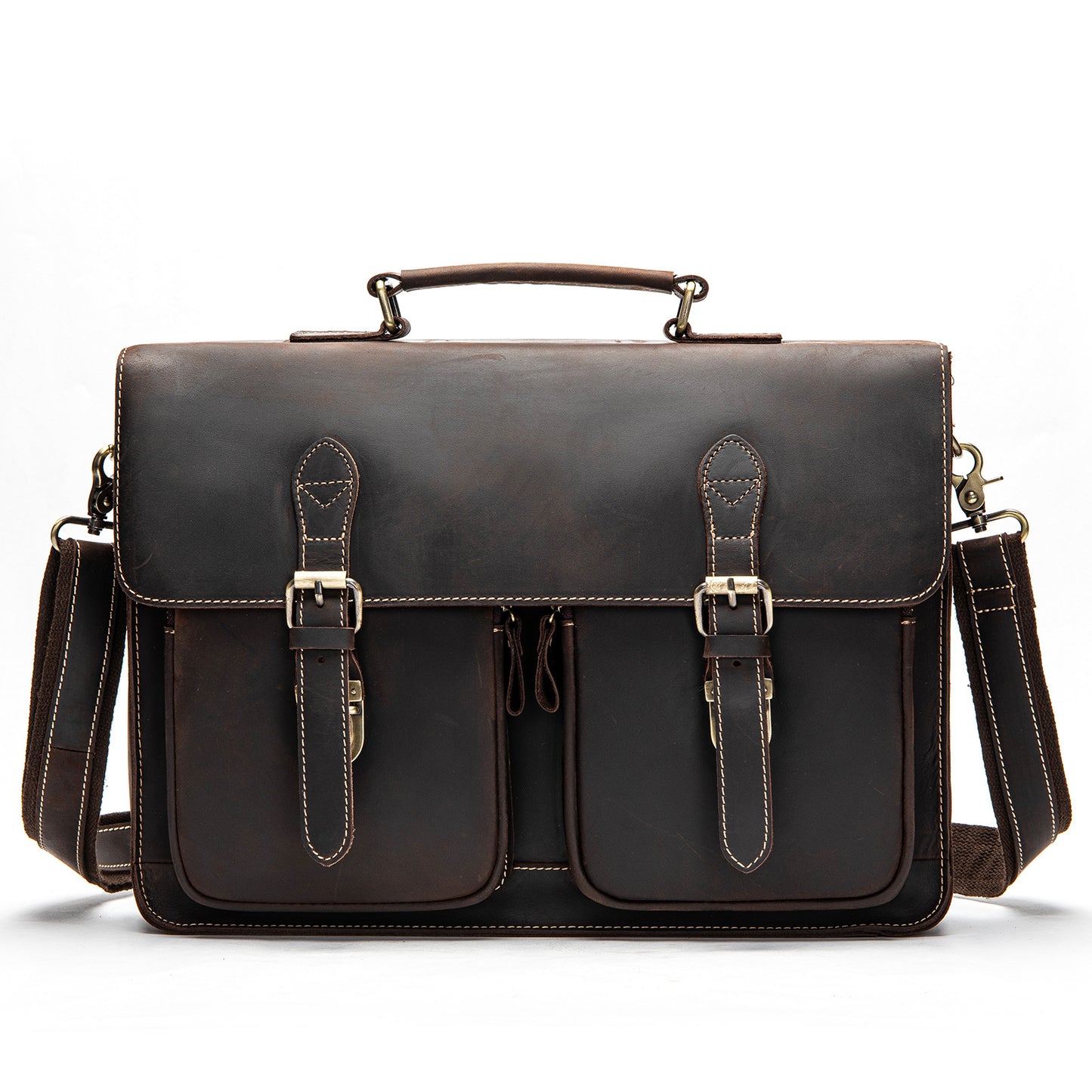 Genuine Leather Mens Shoulder Fashion Saddle Leather Crossbody Casual Messenger Bag