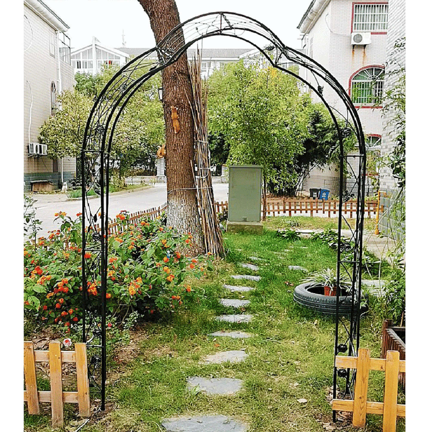Metal Garden Arch Assemble Freely With 8 Styles Arbor Trellis Climbing Plants Outdoor