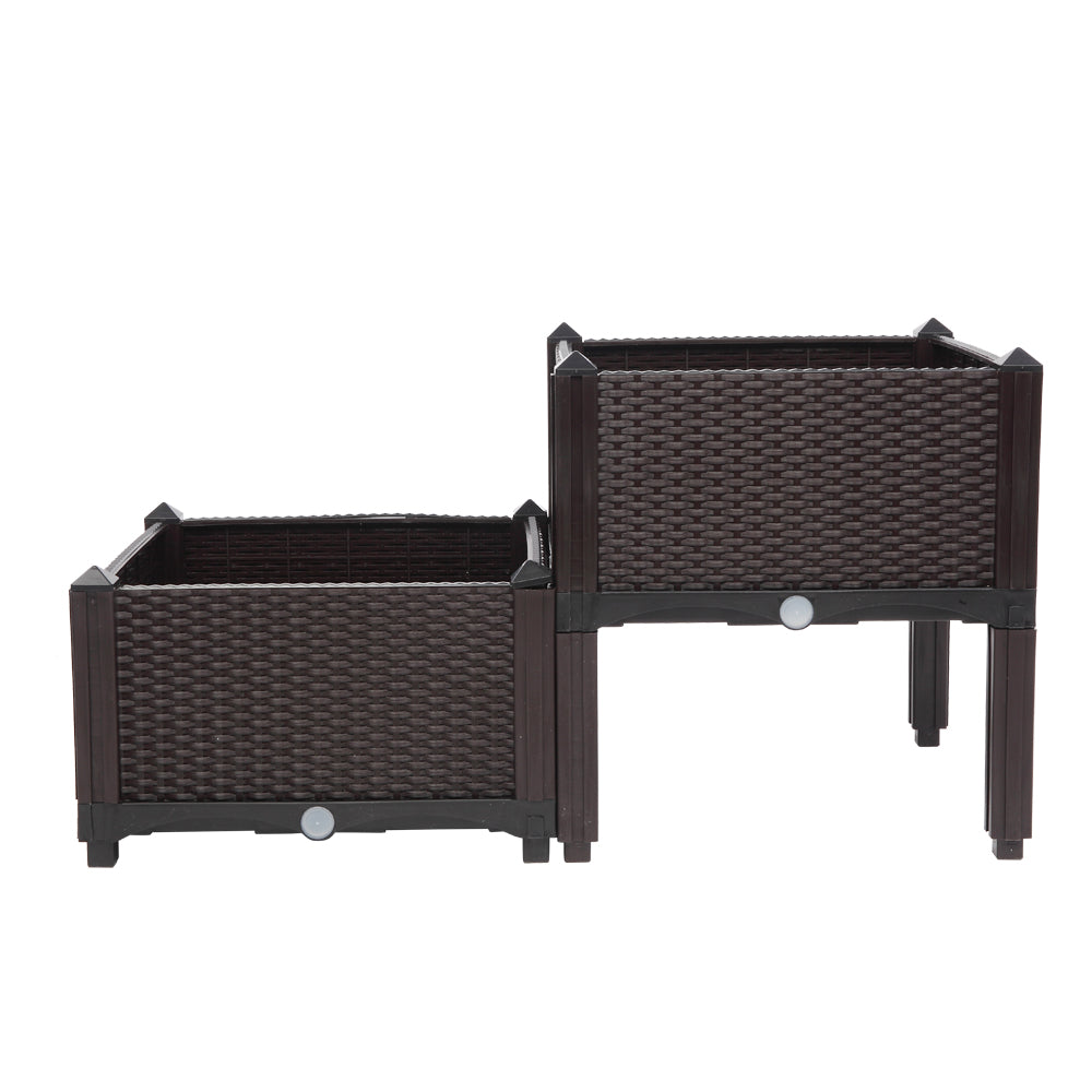 2PCS Brown Free Splicing Injection Molded Planter Box