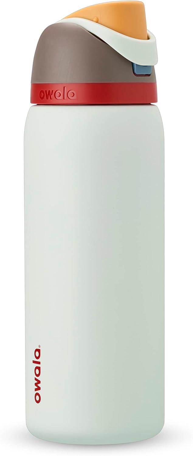 Insulated stainless steel water bottle with straw