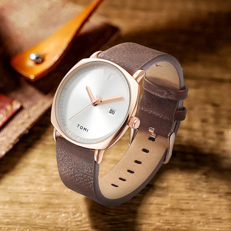 Timeless Elite: The Minimalist Leather Sports & Calendar Watch