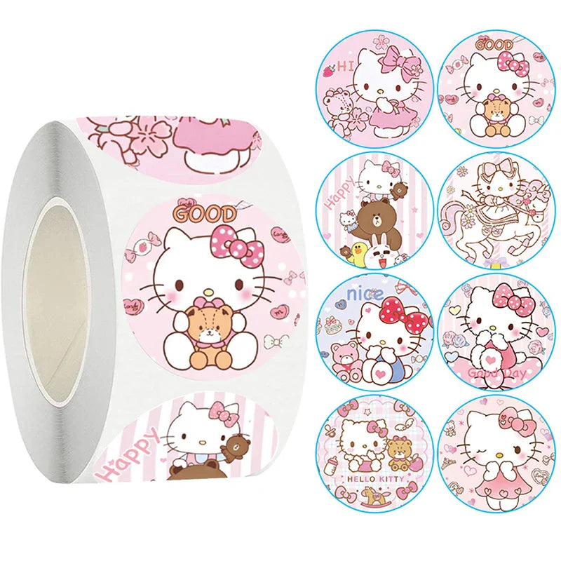 Hello Kitty Stickers Roll – 500pcs Kawaii Sanrio Kuromi & Melody Decals ...