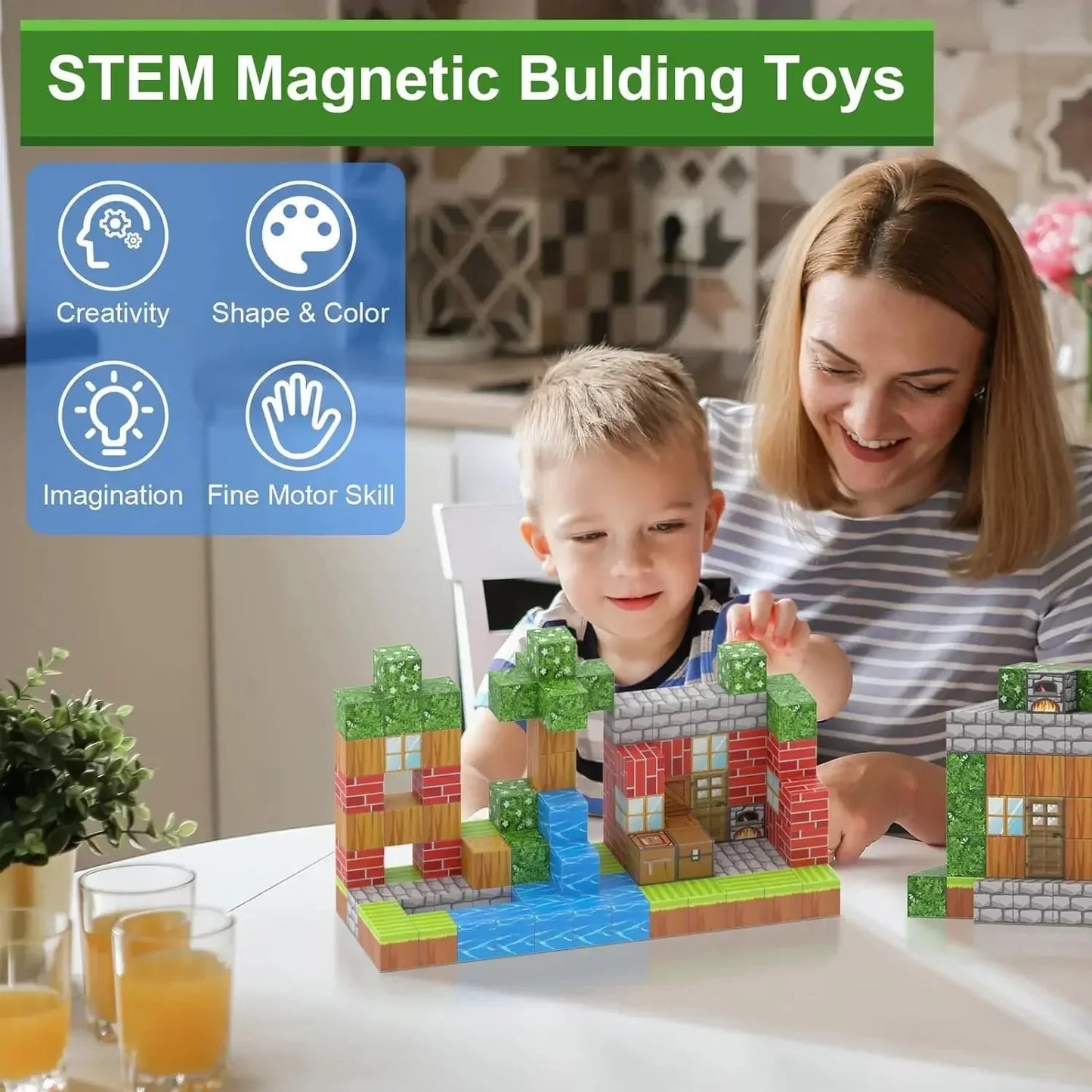 Magnetic Building Blocks Set for Kids - STEM Learning Toy for 3+ Years