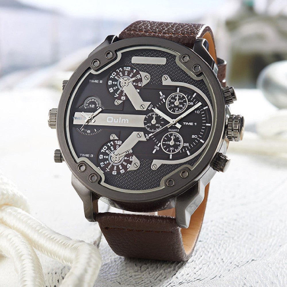 Men's dual time outdoor sports watch for hiking and travel
