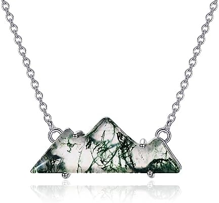 Moss agate teardrop pendant sterling silver