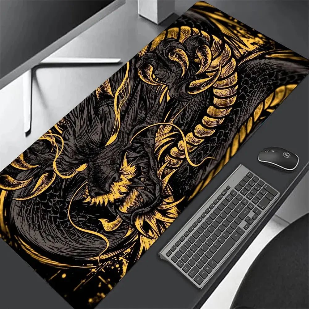 Golden Japanese Dragon Mouse Pad
