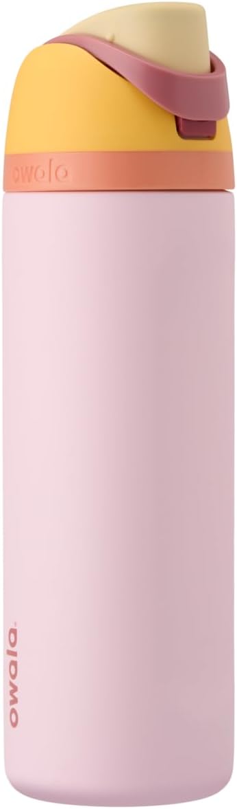 Insulated stainless steel water bottle with straw