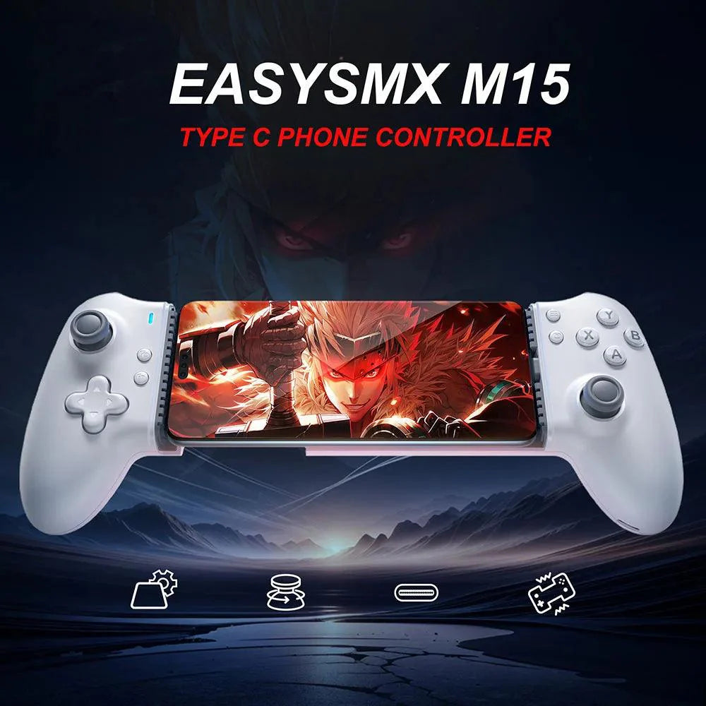 Mobile phone gamepad for Android and iPhone with ergonomic design and buttons