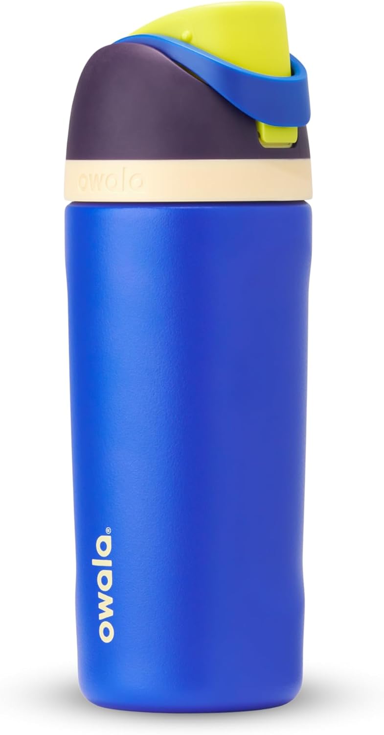 Insulated stainless steel water bottle with straw