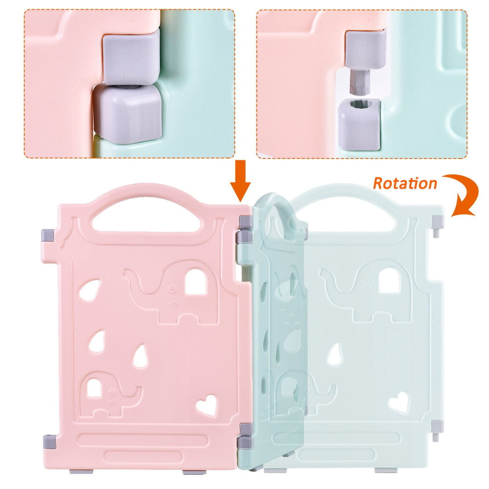 Elephant style baby activity playpen with secure panels for indoor play