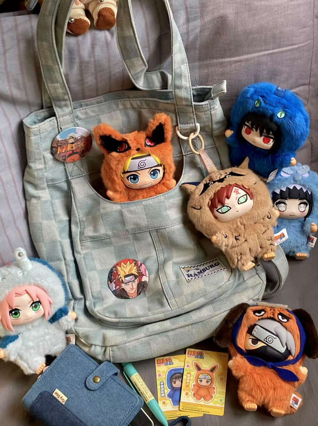 Naruto Beast Party Plush Keychains Gift Blind Box featuring anime characters