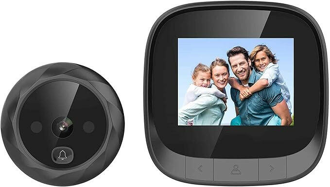 Video Door Viewer with 2.4” LCD screen, 0.3MP camera, and built-in lithium battery for enhanced outdoor security