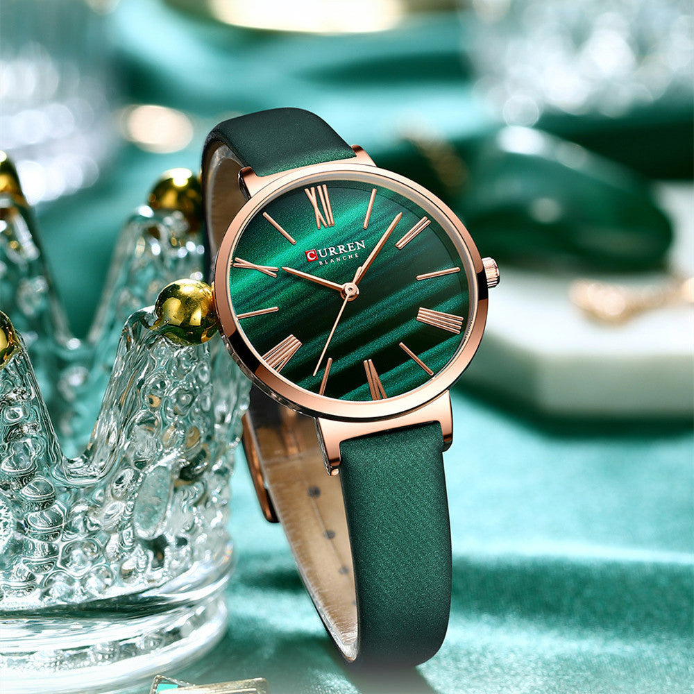 Women's small dial leather strap quartz watch elegant fashion design