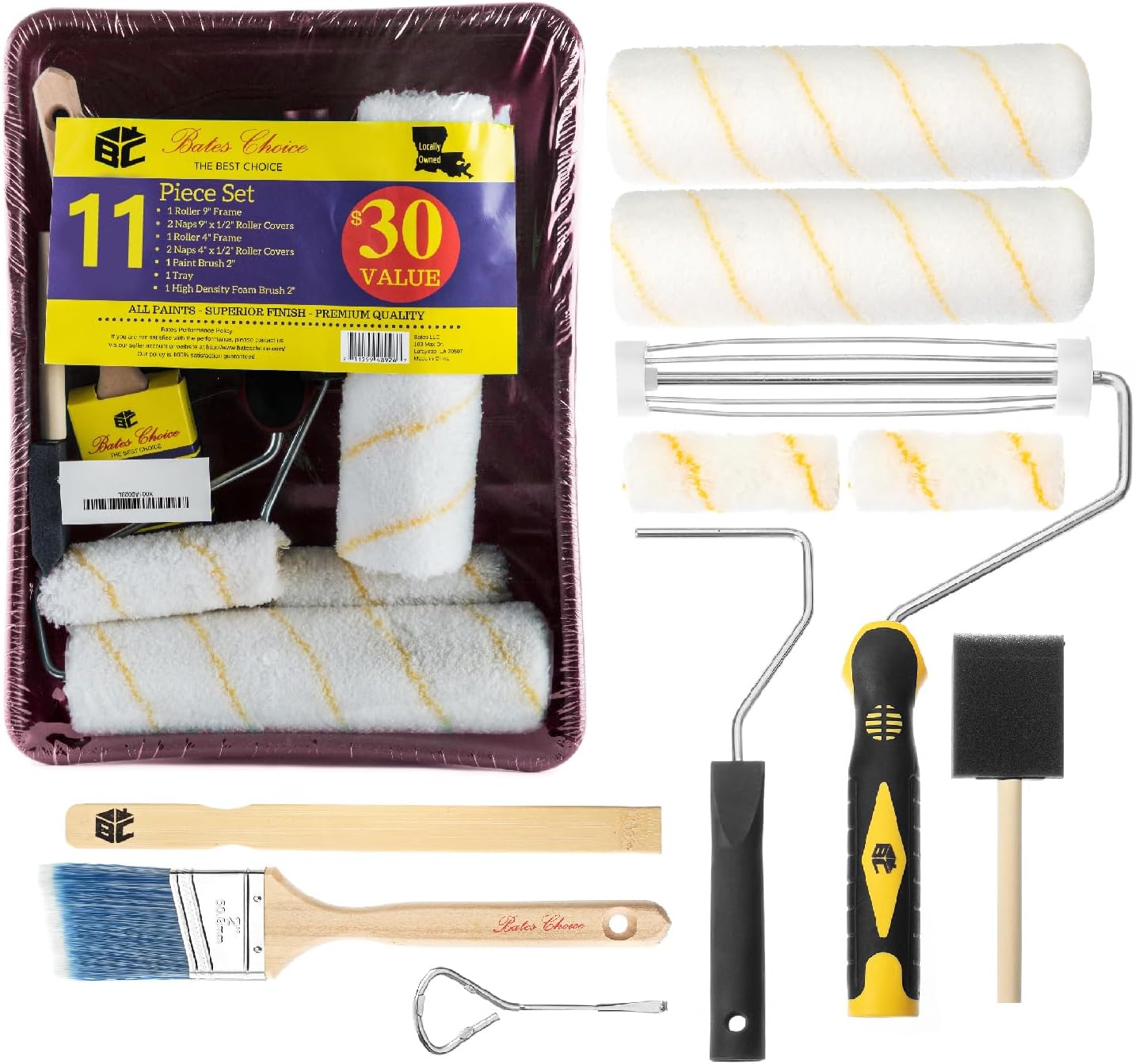 11 piece paint roller brush set

