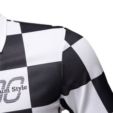 Checkered Short-Sleeve Letter-Printed Casual Fashion T-Shirt