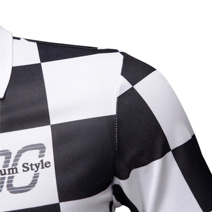 Checkered Short-Sleeve Letter-Printed Casual Fashion T-Shirt