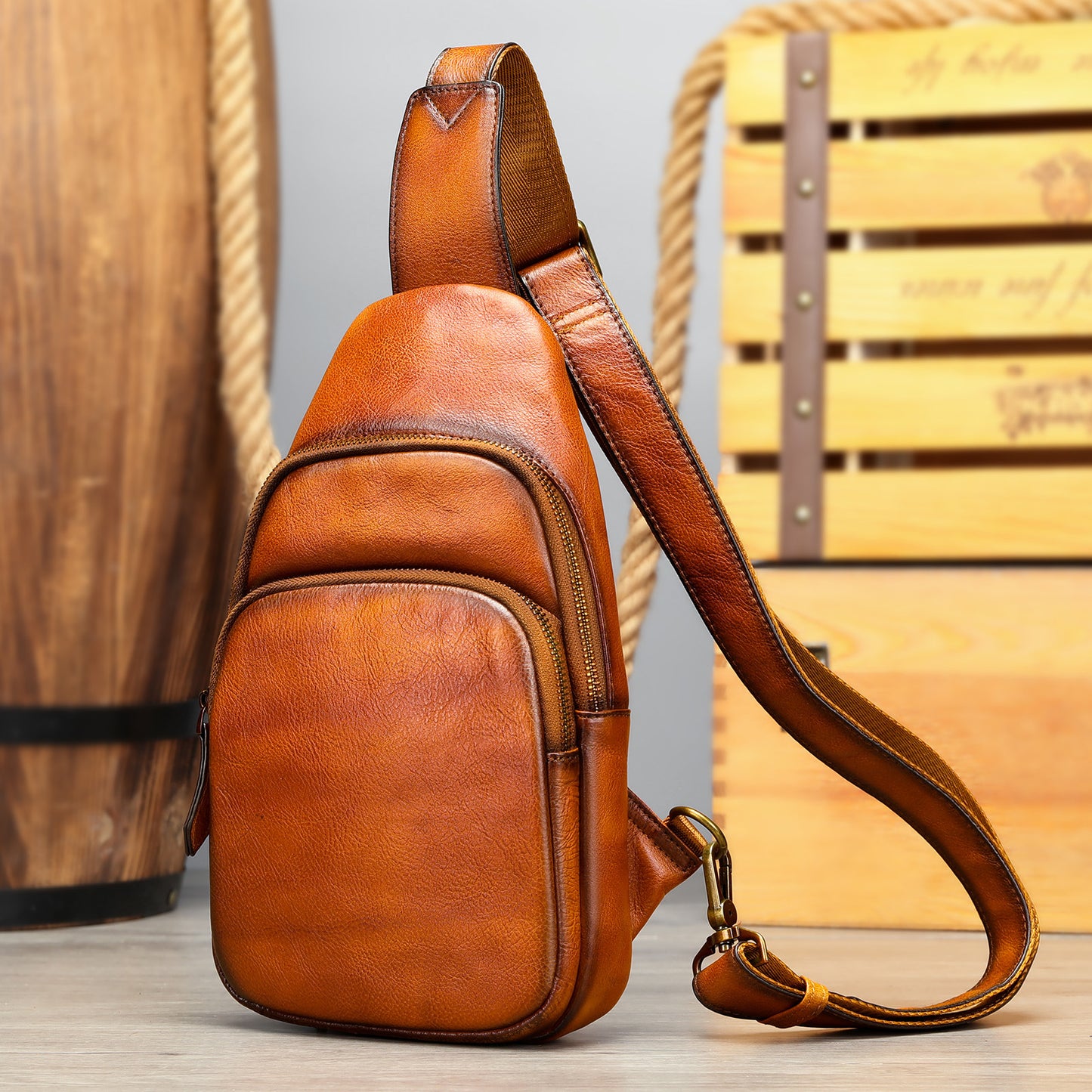 Men's First-Layer Cowhide Shoulder Bag