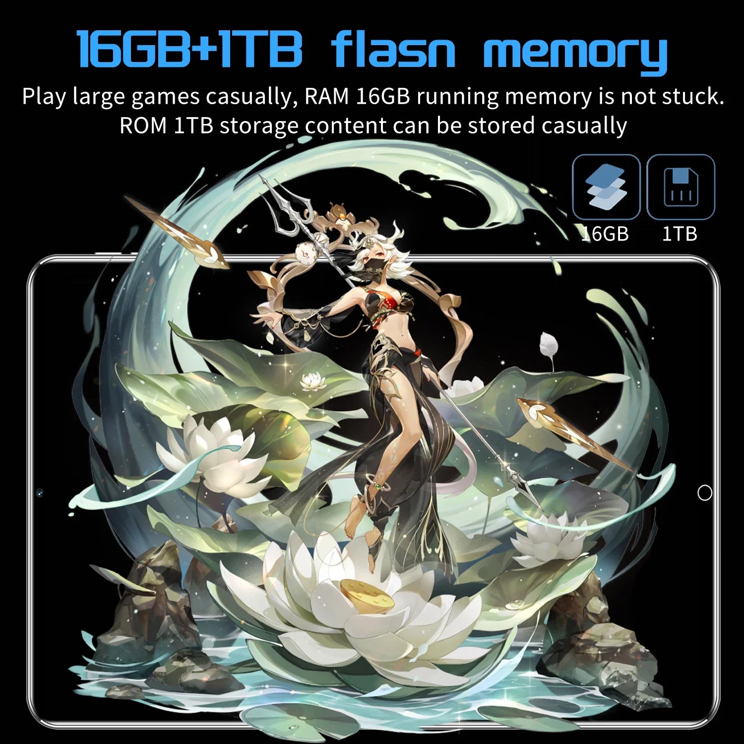 2025 5G Android Tablet with 10.36 inch display, 16GB RAM, 1TB ROM, and 10-core processor