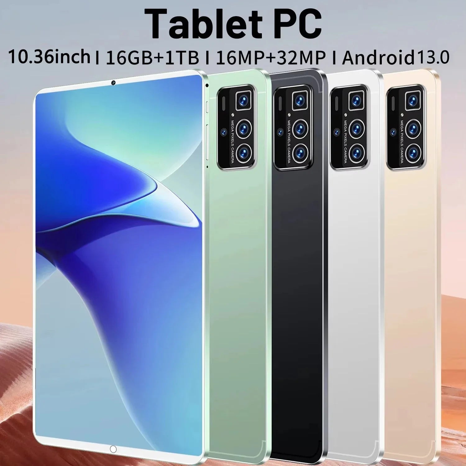 2025 5G Android Tablet with 10.36 inch display, 16GB RAM, 1TB ROM, and 10-core processor