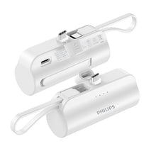 2 PCS Philips Mini Portable Charger for iPhone with Cable, 4800mAh Power Bank DLP2550CW-bundle