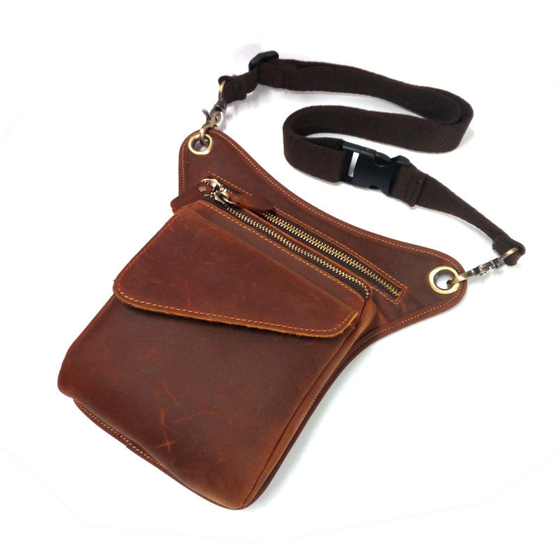 Genuine Leather Mens Waist Bag Outdoor Tactical Leg Rig