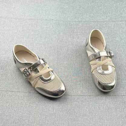 2026 Summer New Korean Style Hollow Mesh Mary Jane Shoes For Women, Fashion Versatile Comfort Soft Flat Loafers