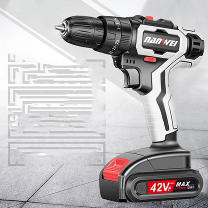 Rechargeable electric drill for woodworking and DIY repairs