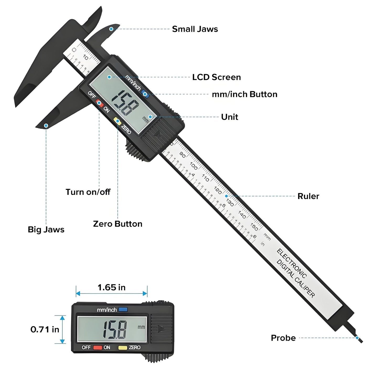 Digital caliper measuring tool for precise measurements – 150mm Vernier

