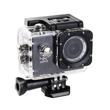 Helmet action camera showing 2-inch LCD and waterproof housing