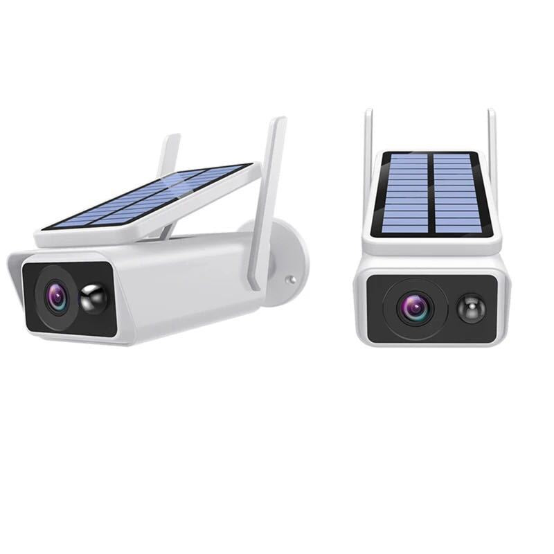 Solar rechargeable surveillance camera with backlight compensation