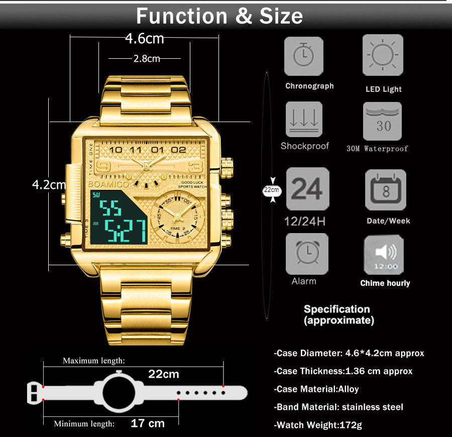 Square dial fashion watch for men with stainless steel band