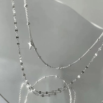 Vintage Alloy Layered Star Pendant Necklace for Women