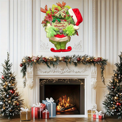 Christmas Plush Wreath, Christmas Decorations Front Door Decoration Wreath, Christmas Wreath Artificial Garland with Berries Pine Cones for Garden Home Festival, kitchen, wall, fireplace, shop window, living room, bedroom, garden, windowsill, along a stai
