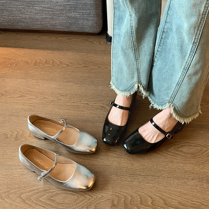 Autumn New Style French-Style Versatile Low-Heel Square-Heel Shoes