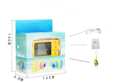 Colorful children's camera with multilingual menu and photo mode