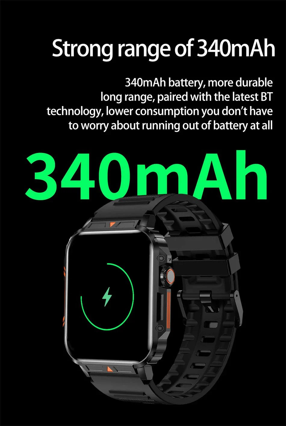 1.95" Outdoor Smartwatch | Bluetooth Call | IP68 Fitness Watch