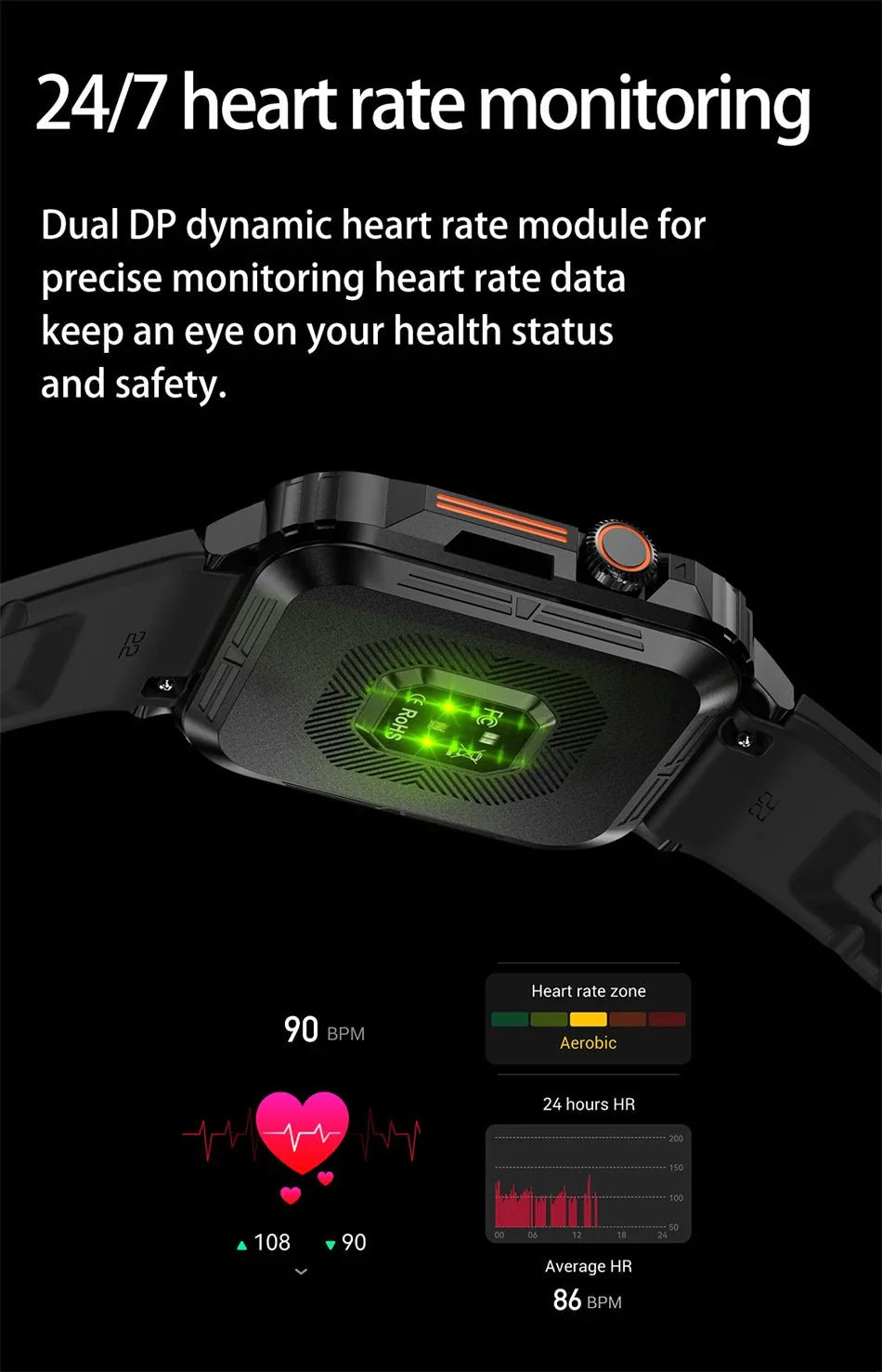 1.95" Outdoor Smartwatch | Bluetooth Call | IP68 Fitness Watch