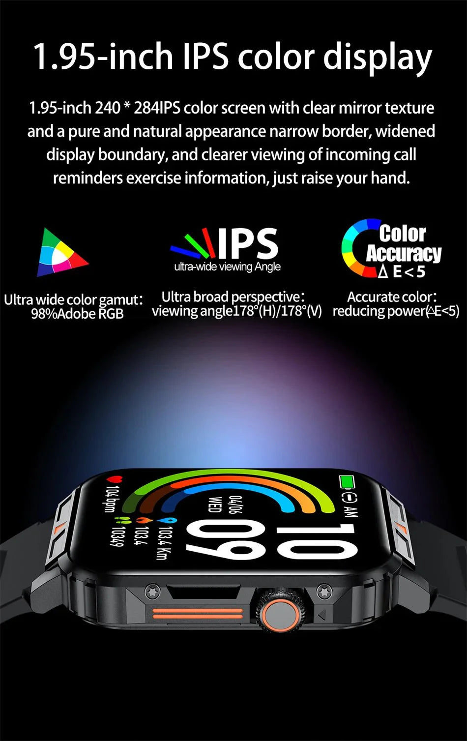 1.95" Outdoor Smartwatch | Bluetooth Call | IP68 Fitness Watch