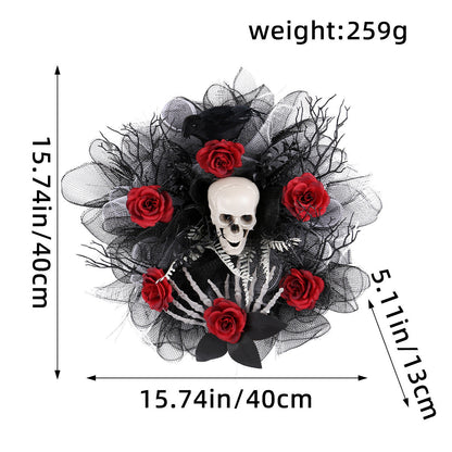 Halloween Skull Rose Wreath