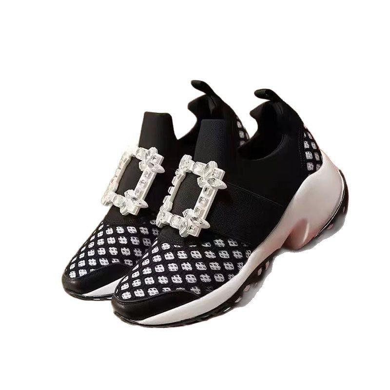 Rhinestone Dad Shoes Womens 2025 Early Spring New Chunky Sole