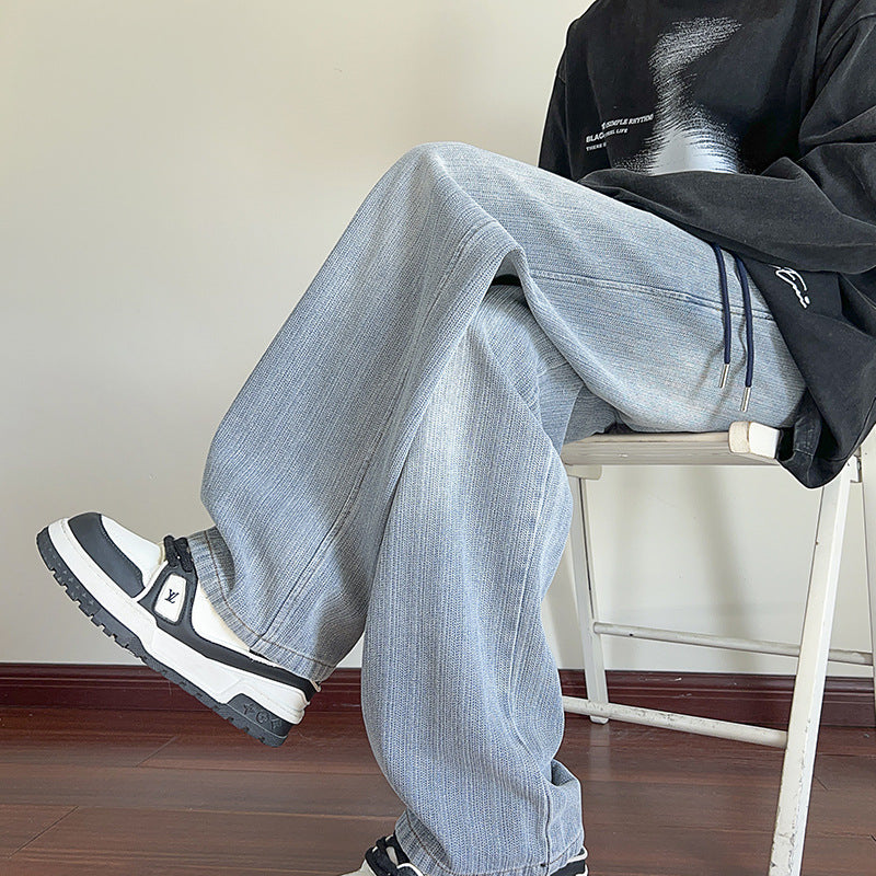 Men's Fashionable Plus-Size Straight Leg Denim Trousers